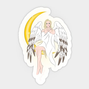 Crescent Moon Angel Sticker